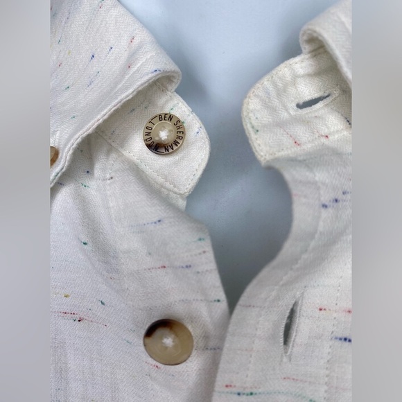 BEN SHERMAN Men's White with colorful threading running through Button-Up shirt - Picture 3 of 10
